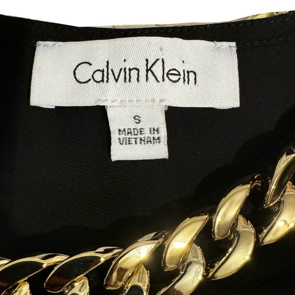 Calvin Klein Black Gold Choker Chain Neckline Tank Top Size S - Picture 7 of 8